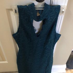 Flattering high neck cocktail dress